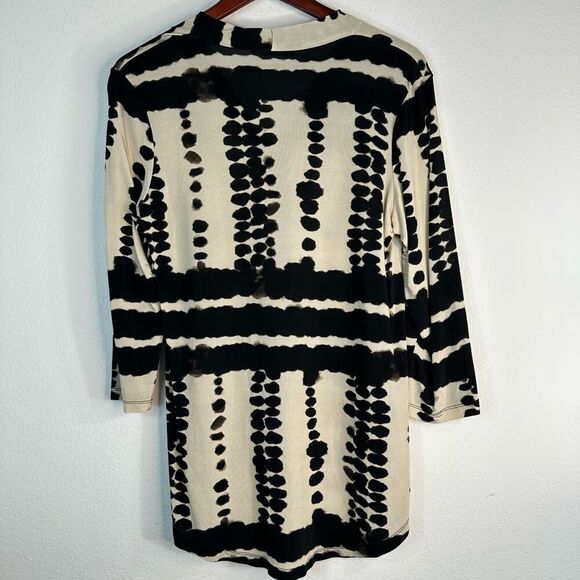 Alembika Womens Abstract Mod Print Hi-Low Top Small Boho Artsy Lagenlook - Picture 3 of 10